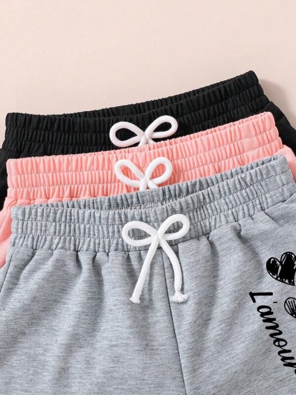pantalones cortos con estampado de corazón con cinturón anudado - Imagen 3