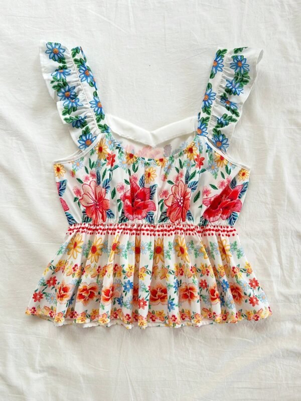 Top casual con mangas cortas y estampado floral - Imagen 2