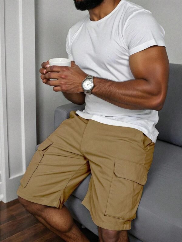 Pantalones cortos casuales con bolsillo con solapa - Imagen 3