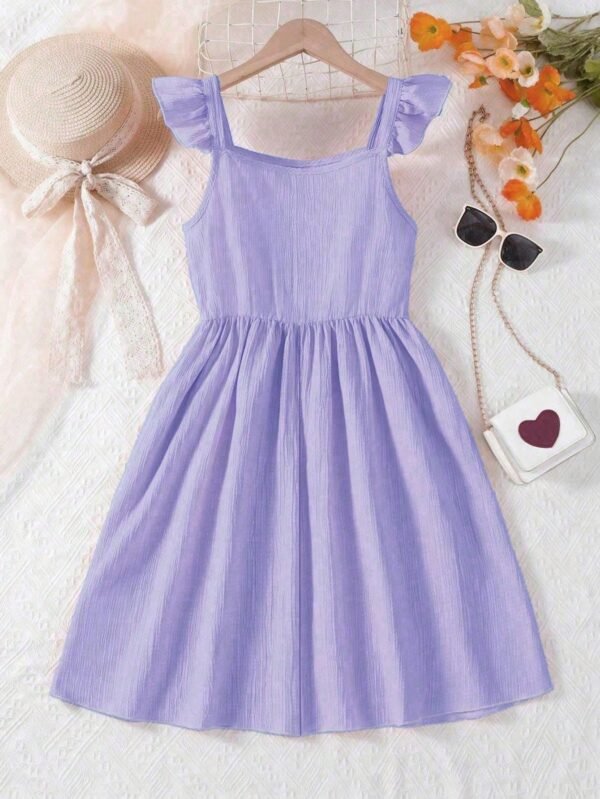 Vestido de línea A con mangas cap y cuello cuadrado - Imagen 2