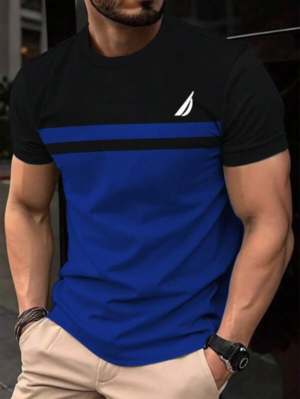 Camiseta casual de cuello redondo de manga corta con rayas