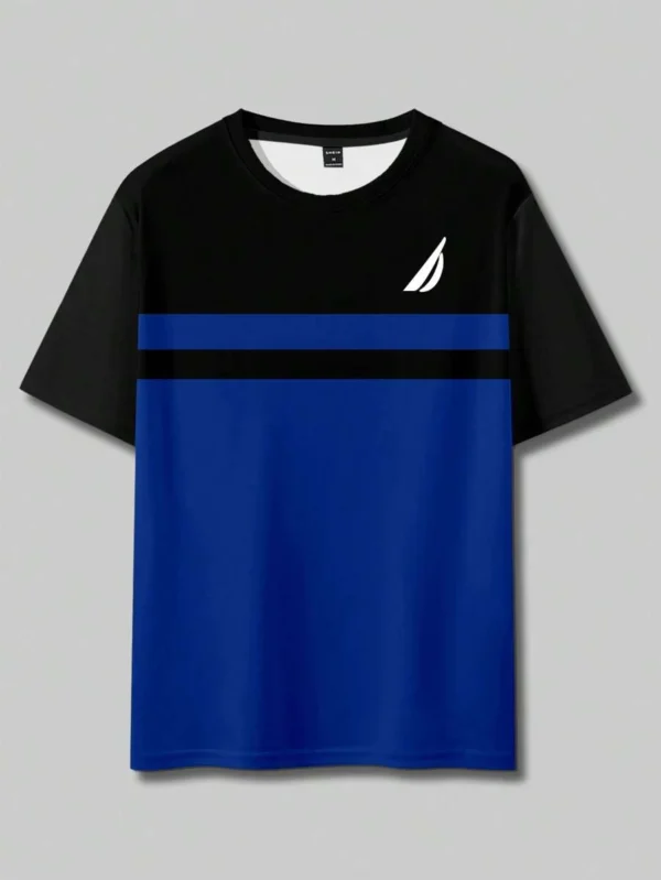 Camiseta casual de cuello redondo de manga corta con rayas - Imagen 3