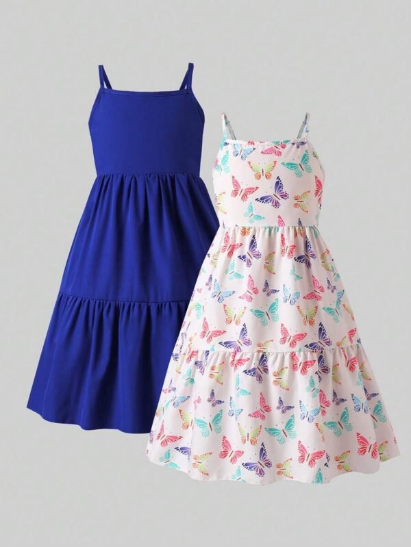 vestidos morados con estampado de mariposas de colores