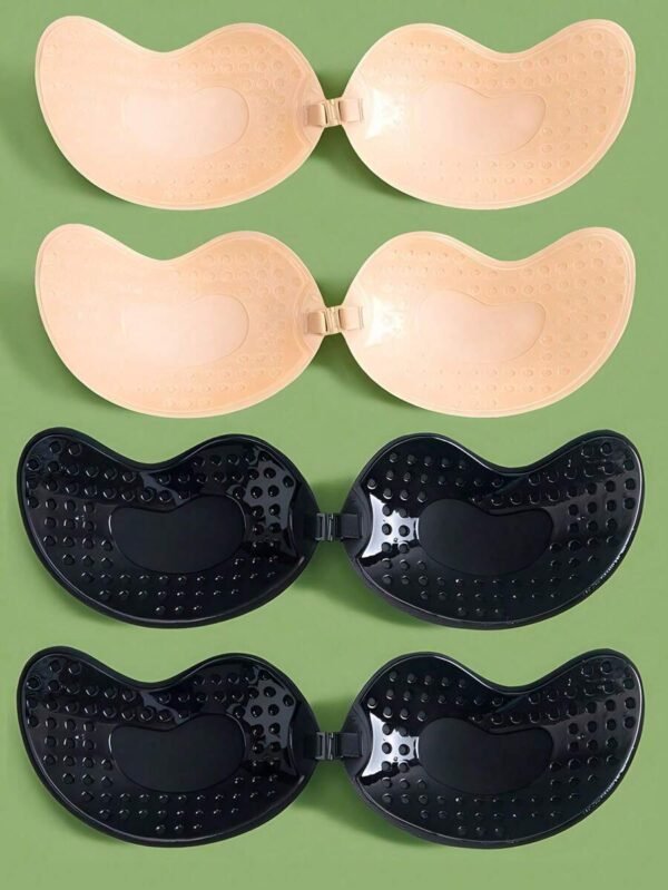 4 pares (2 pares color albaricoque + 2 pares negros) de sostenes adhesivos - Imagen 2