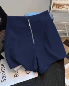 Pantalones cortos casuales de tiro medio con cremallera frontal