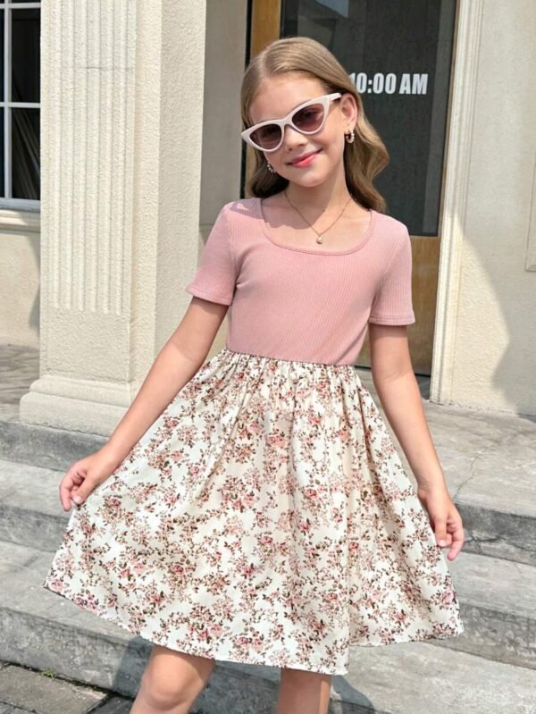 Vestido casual para niña preadolescente con cuello redondo