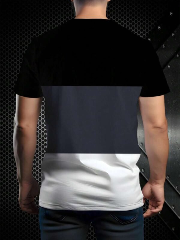 Camiseta de manga corta tricolor de patchwork, de uso diario y cómoda - Imagen 2