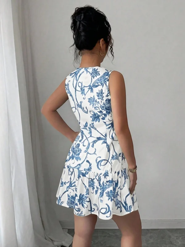 vestido mini con cintura con estampado floral - Imagen 2