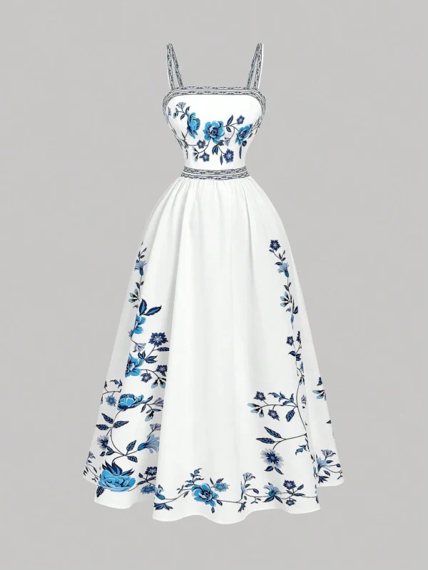 Vestido largo sin mangas con estampado floral elegante
