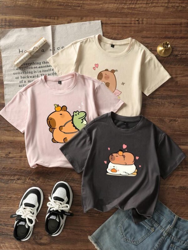camisetas de cuello redondo de manga corta con estampado - Imagen 3