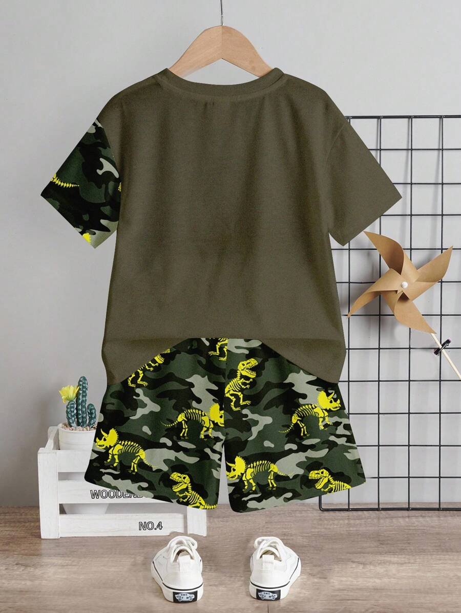 Conjunto de 2 piezas de camiseta de manga corta con cuello redondo y pantalones - Imagen 2