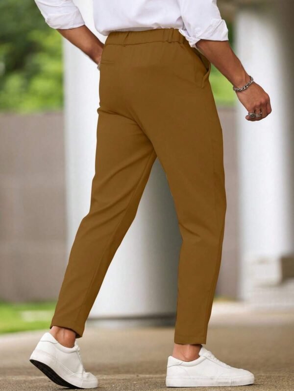 Pantalones casuales de hombres de color liso con bolsillo oblicuo - Imagen 2