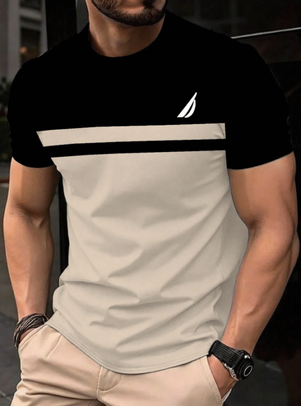 Camiseta casual de cuello redondo de manga corta con rayas