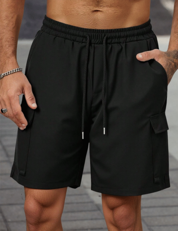 Pantalones cortos casuales de hombre con cordón en unicolor