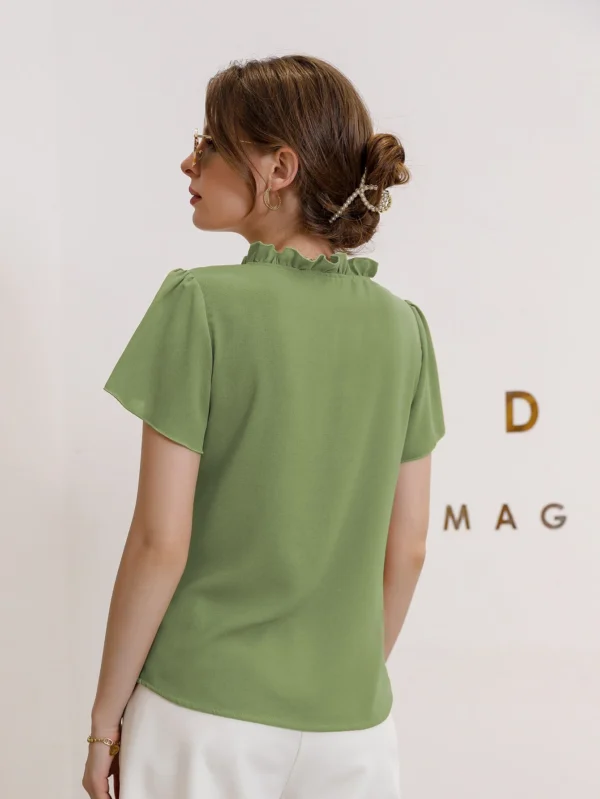 Blusa de cuello con corbata y mangas abullonadas - Imagen 2