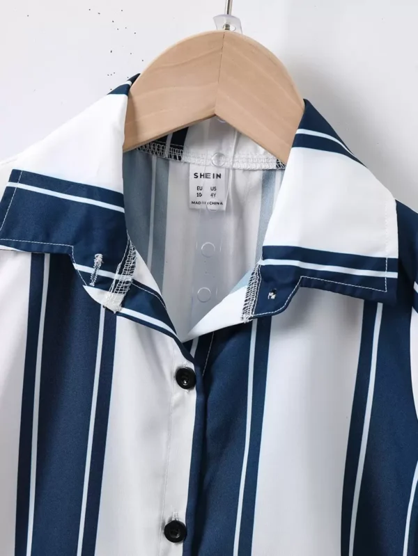 Camisa Y Pantalones Cortos De Rayas Para Niño - Imagen 3