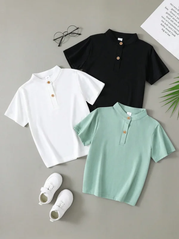 camiseta de polo informal y holgada en unicolor