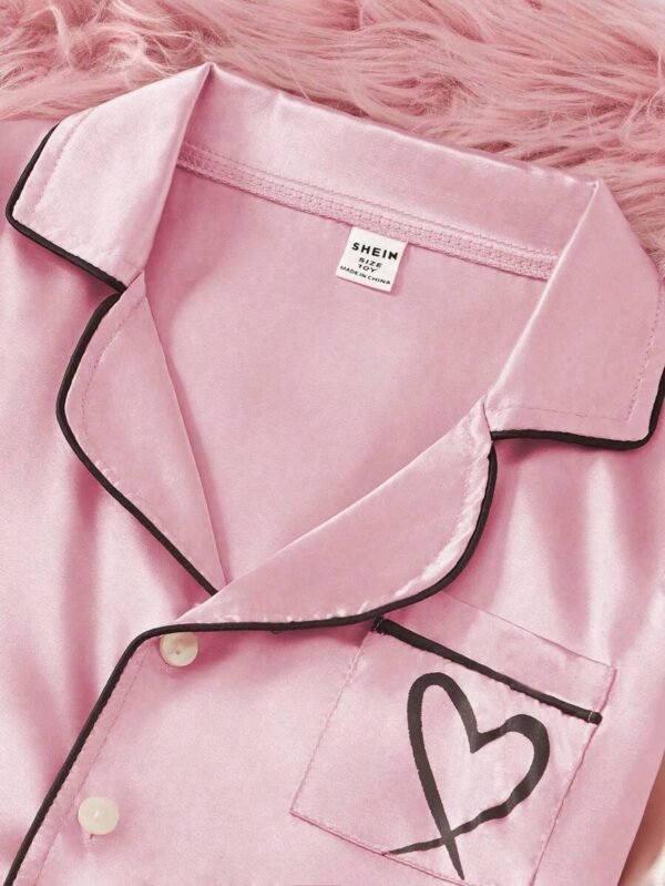 2 piezas de pijama con pantalón corto y estampado de corazón - Imagen 3