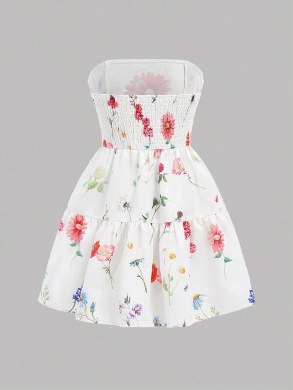 Vestido tubo con estampado floral blanco estilo vacacional - Imagen 2