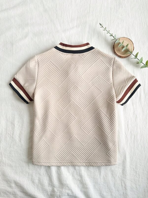 Camiseta de manga corta de punto suelto de cuello redondo de estilo sencillo - Imagen 2