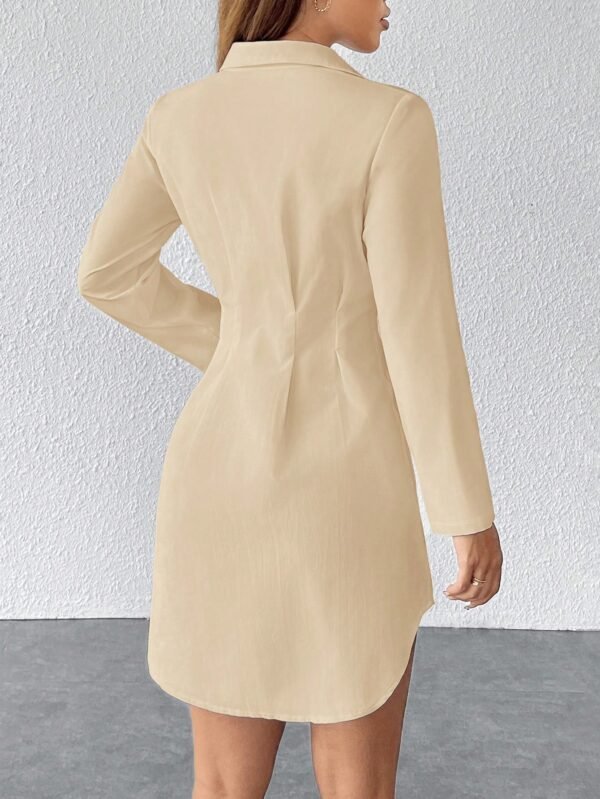 Vestido camisa de botones con cintura ceñida y mangas enrolladas - Imagen 2