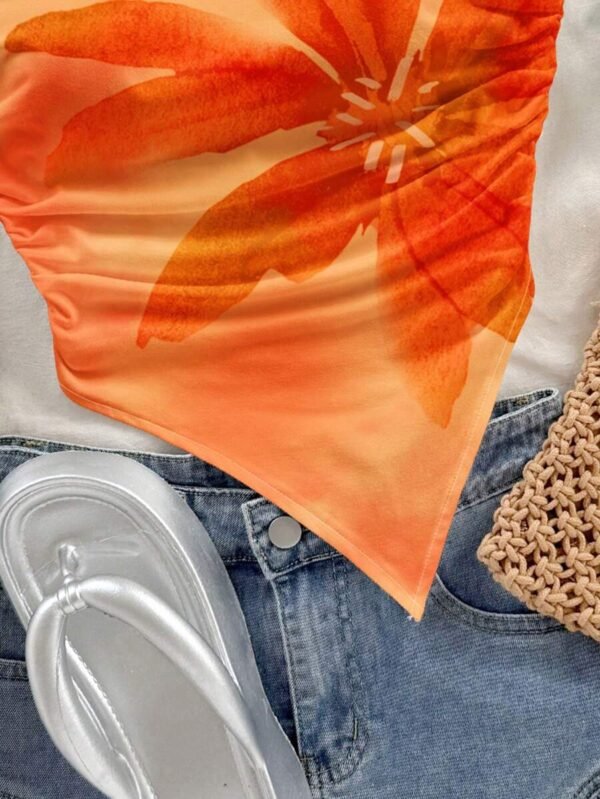 Top de tirantes casual de verano con ajuste entallado y fruncido - Imagen 3