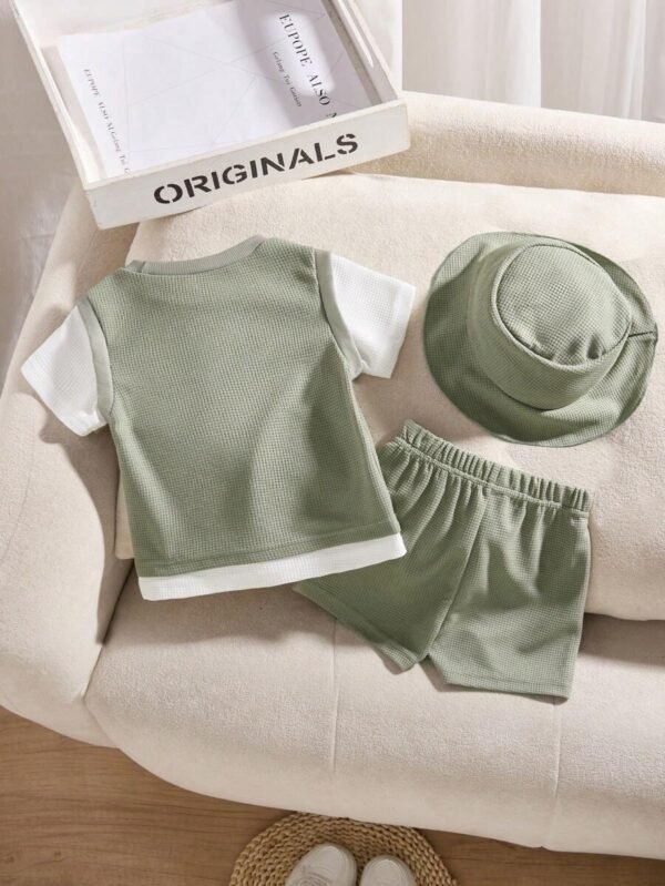 top y shorts con gorro, de tela tipo gofre - Imagen 2
