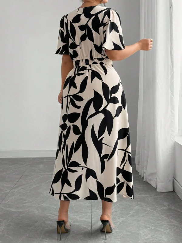 Vestido de mujer de elegancia francesa, versátil, con escote en V, cintura ceñida - Imagen 2