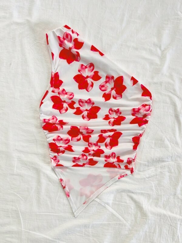 Top sin Hombros Fruncida con Estampado - Imagen 2