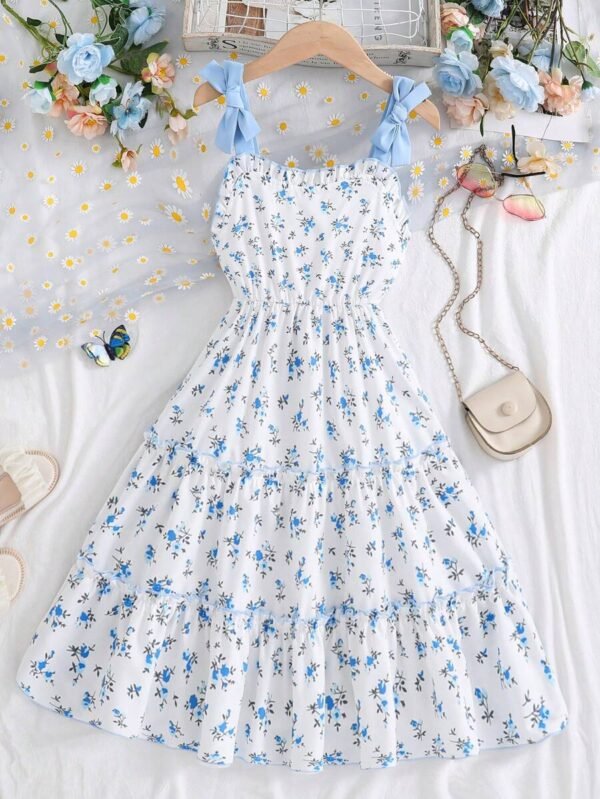 Vestido casual de tirantes con estampado floral diminuto