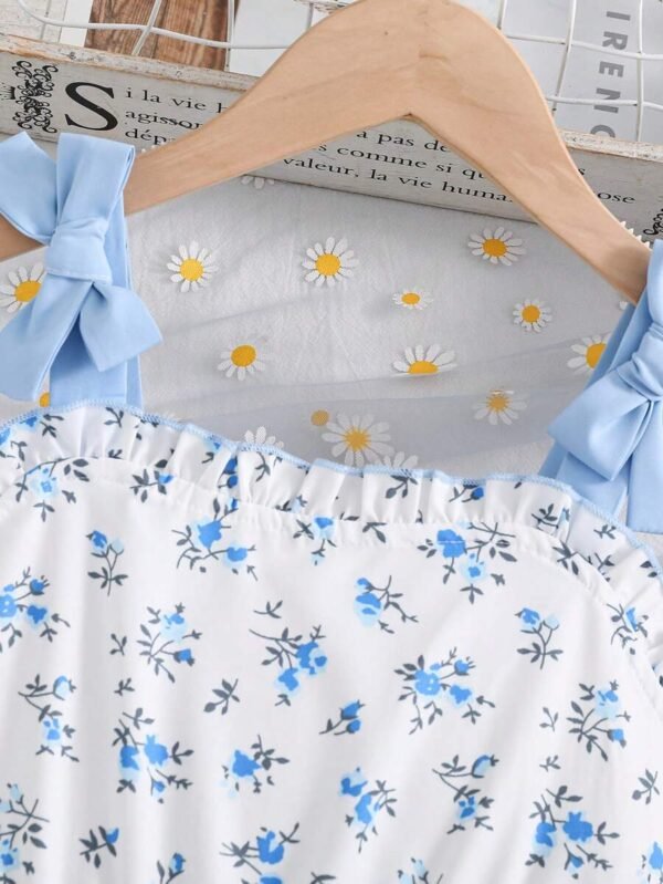 Vestido casual de tirantes con estampado floral diminuto - Imagen 3