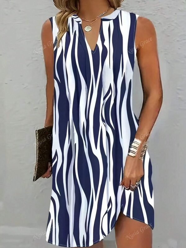 Vestido sin mangas con bloque de color y estampado