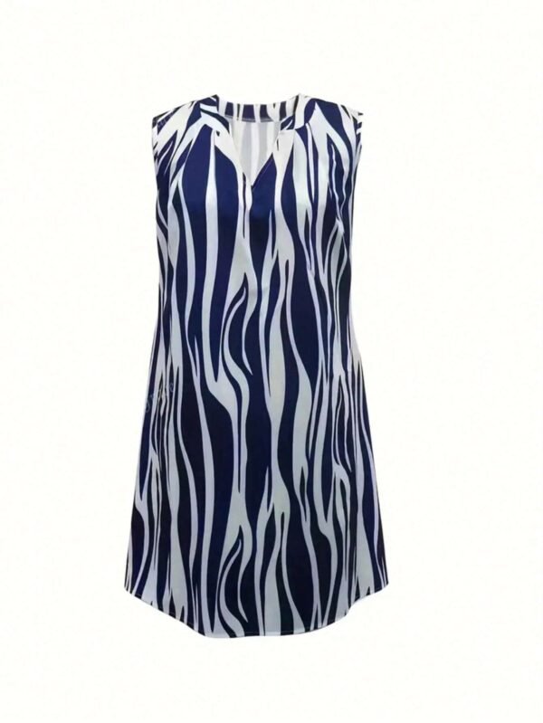 Vestido sin mangas con bloque de color y estampado - Imagen 3
