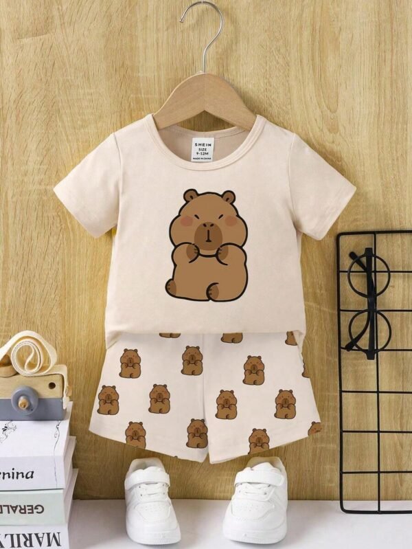 Conjunto informal de camiseta y pantalones cortos con estampado - Imagen 3