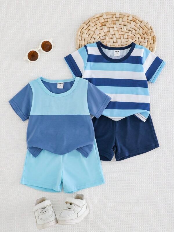 Set de ropa informal a cuadros para bebés niños