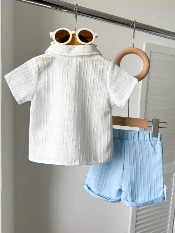 Camisa de botones de unicolor + Conjunto de pantalones cortos - Imagen 2
