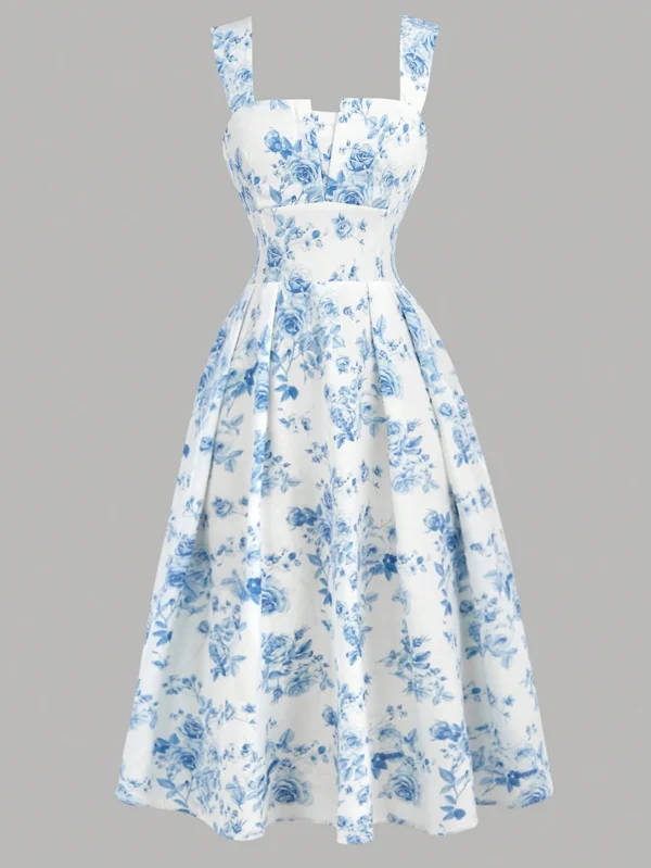 Vestido maxi de tirantes con estampado floral - Imagen 3