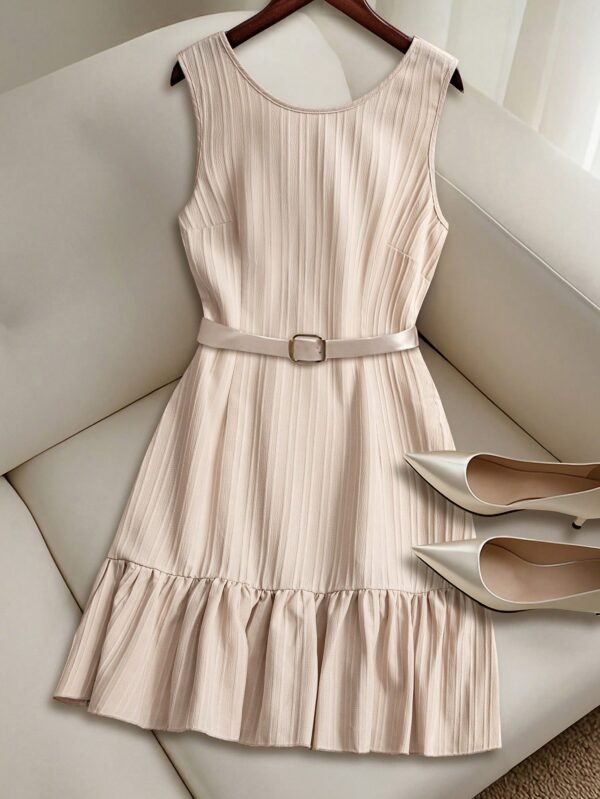 Vestido casual mini de mujer de verano con cuello redondo tejido