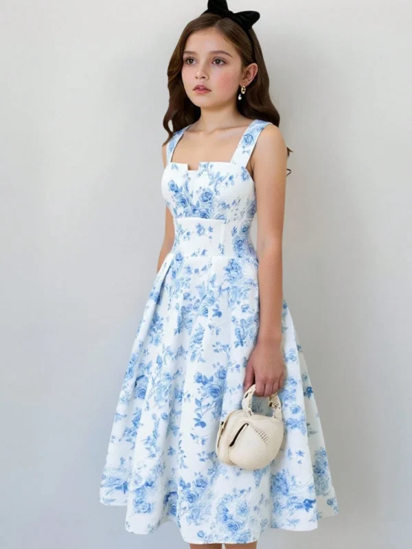 Vestido maxi de tirantes con estampado floral