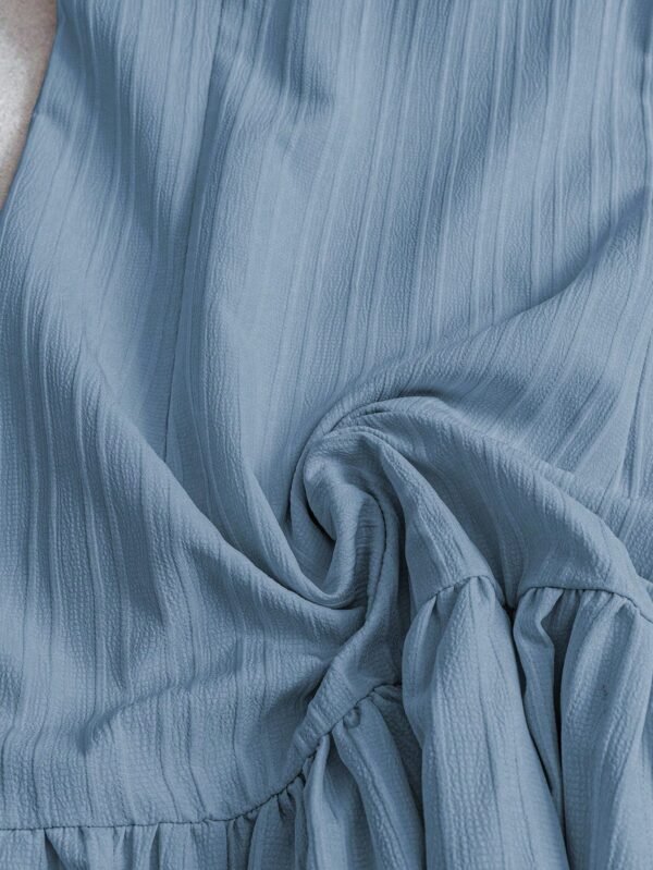 Vestido casual mini de mujer de verano con cuello redondo tejido - Imagen 3