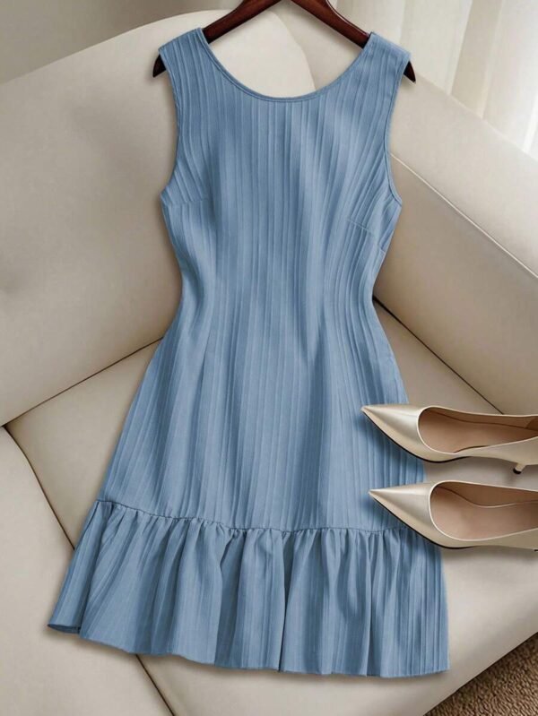 Vestido casual mini de mujer de verano con cuello redondo tejido