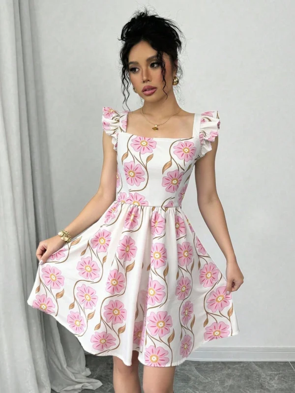 Vestido casual de verano de mujer con cuello cuadrado - Imagen 3