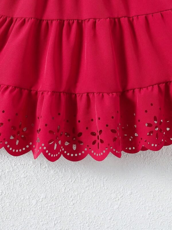 Vestido con abertura láser ribete con fruncido bajo a capas - Imagen 3