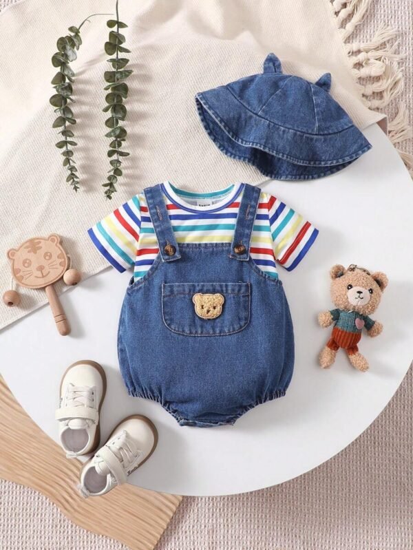 Conjunto decorativo de ropa de bebé con diseño de oso para niño