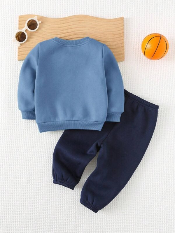 Sudadera de cuello redondo de manga larga y pantalón de cintura elástica - Imagen 2