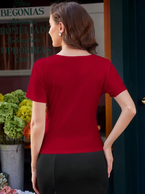Blusa de punto vintage con bordado floral 3D para mujer - Imagen 2