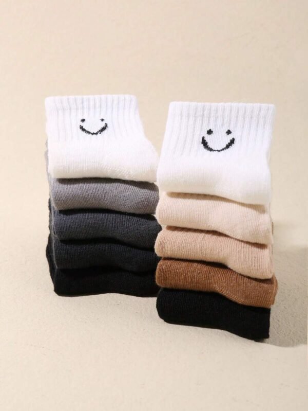 10 pares de calcetines de bebé de primavera y otoño con rostro sonriente - Imagen 3