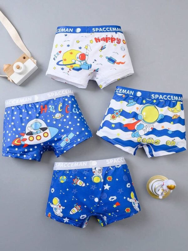 Set de 4 calzoncillos tipo bóxer con estampa de astronauta