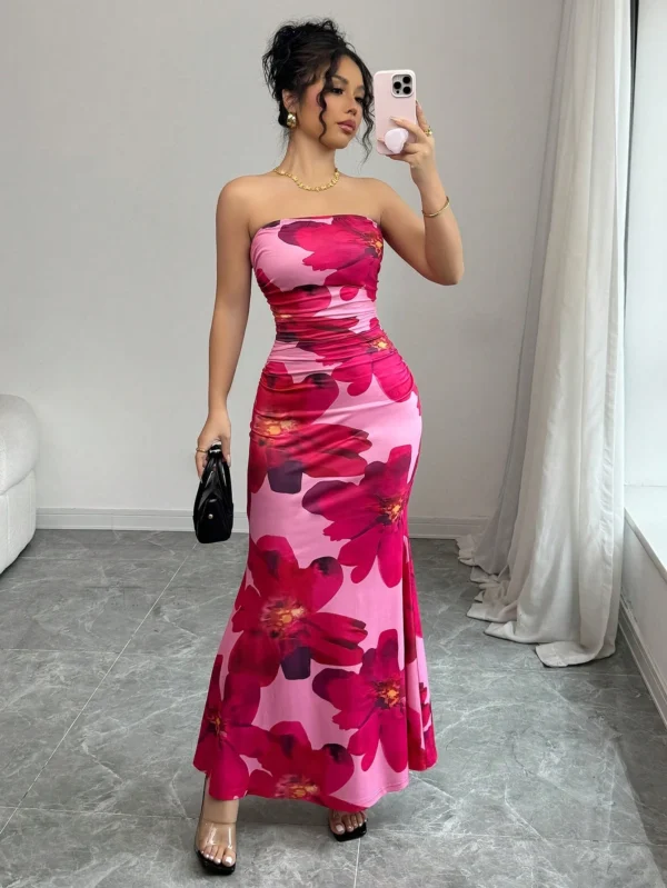 Vestido de mujer de estampado floral elegante all-over