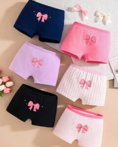 Set de 6 piezas de bragas de algodón estampadas con moño